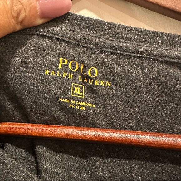 Polo Ralph Lauren Men's‎ Dark Gray V Neck Long Sleeve Shirt XL Cotton Polo Bear - Picture 4 of 7